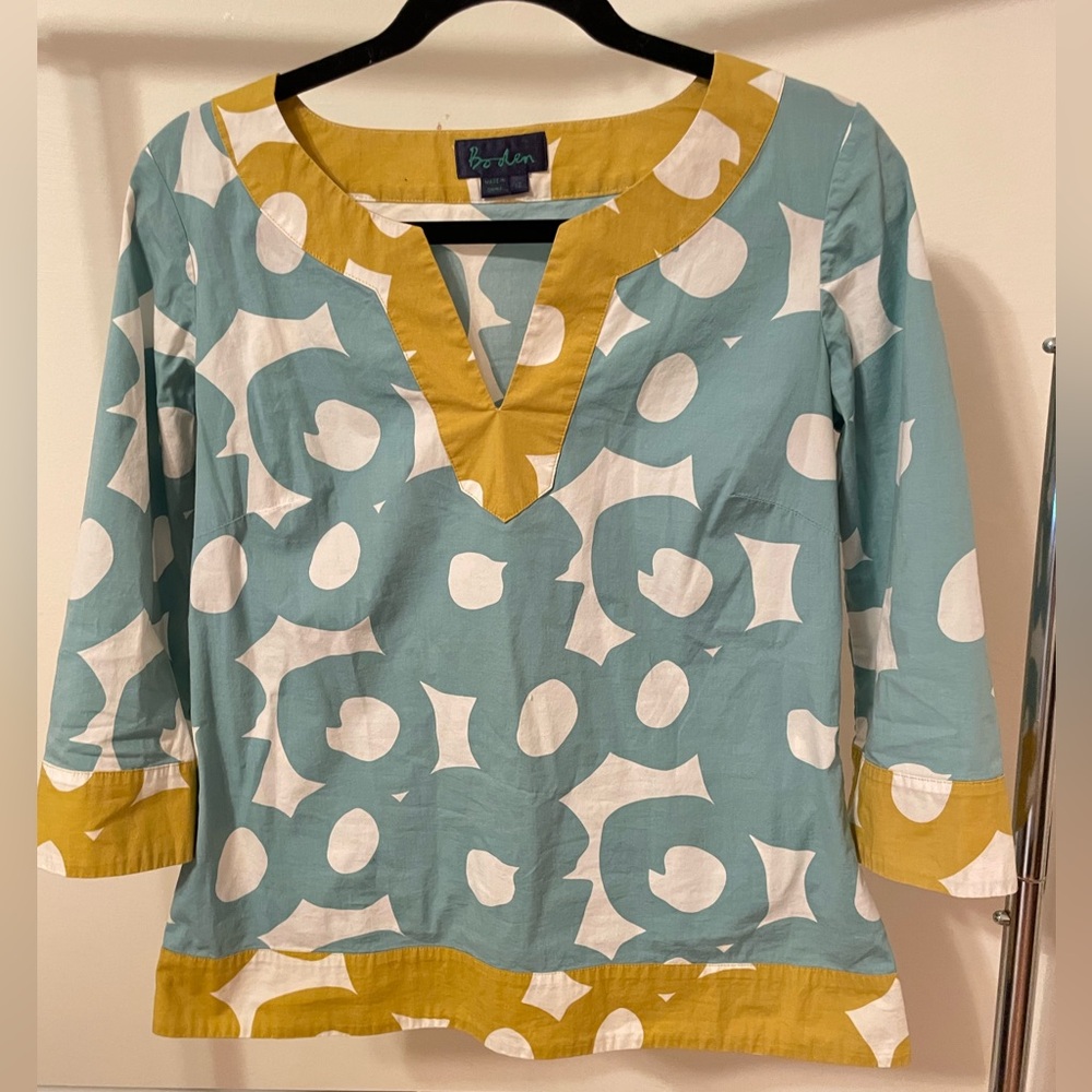 Boden Green Graphic Blouse Relaxed Fit